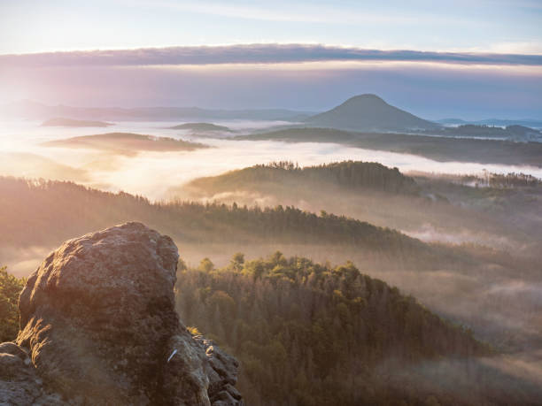 istock Misty summer landscape from above. Scenic nature 1284721865