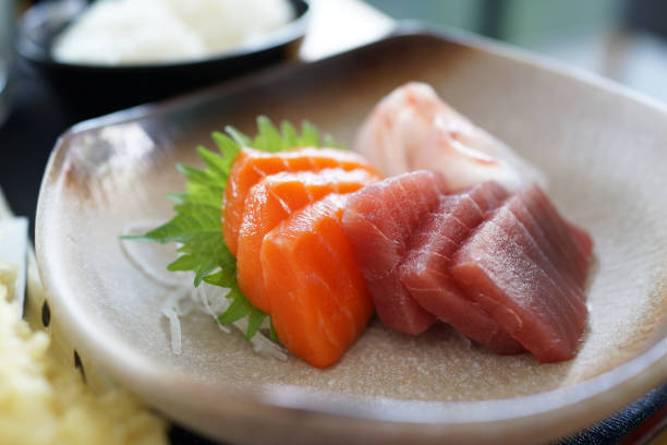 istock Raw fish sashimi traditional Japanese food set 1284722111