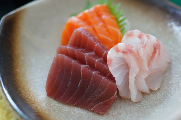 istock Raw fish sashimi traditional Japanese food set 1284722215