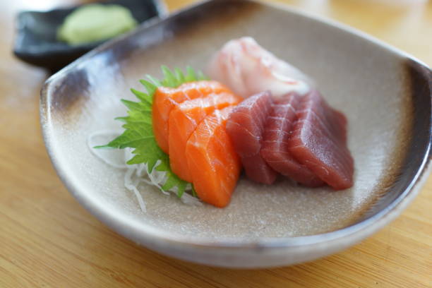 istock Raw fish sashimi traditional Japanese food set 1284722254
