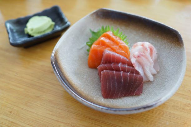 istock Raw fish sashimi traditional Japanese food set 1284722257