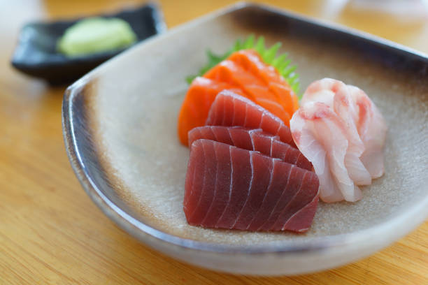 istock Raw fish sashimi traditional Japanese food set 1284722271