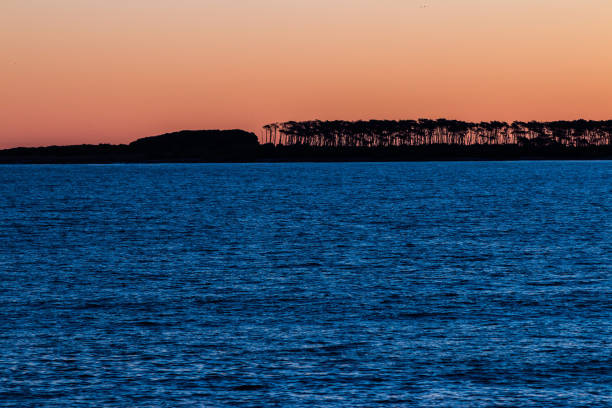 Sunset on the deck of Punta del Este beach in Uruguay