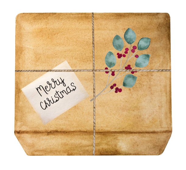 istock Beautiful drawing of boxes with gifts. Close-up 1284742703