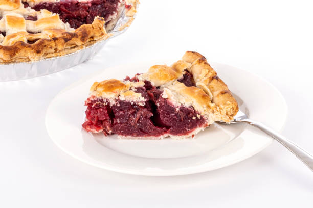 istock A Slice of Cooked Cherry Pie on a White Porcelain Plate with a Fork 1284747424