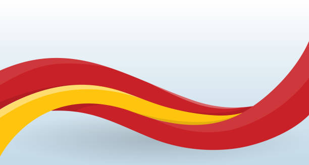 Spain National flag. Waving unusual shape. Design template for decoration of flyer and card, poster, banner and logo. Isolated vector illustration. Spain National flag. Waving unusual shape. Design template for decoration of flyer and card, poster, banner and logo. Isolated vector illustration spanish flag stock illustrations