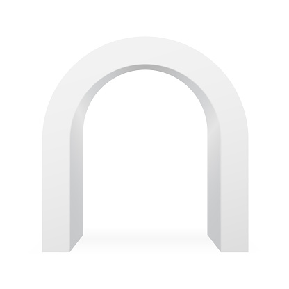 Arch realistic, interior gates for room arc doorway or corridor. White 3d archway on white background for editing and design. Vector illustration