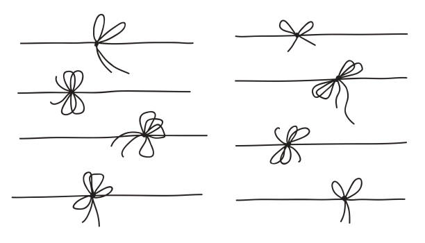 ilustraciones, imágenes clip art, dibujos animados e iconos de stock de colección de arcos de cuerda aislada sobre fondo blanco. conjunto de ilustraciones vectoriales dibujadas a mano - thread