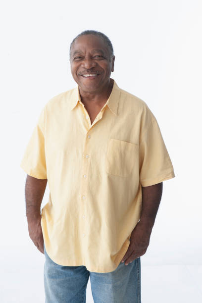 Senior African American man  in white background stock photo