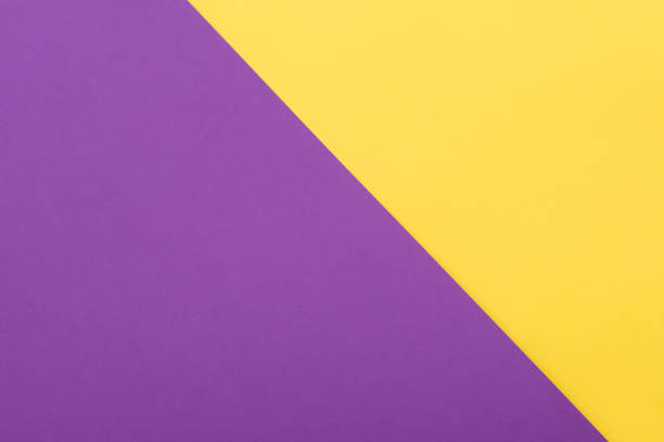 istock Paper template with space for text, ideas. Colored paper yellow and purple, flat lay 1284755673