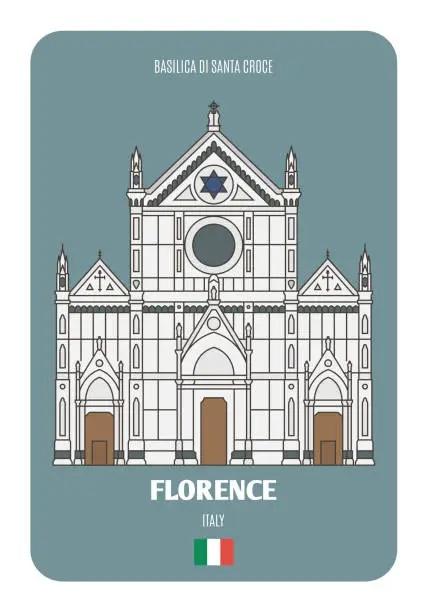 Vector illustration of Basilica di Santa Croce in Florence, Italy