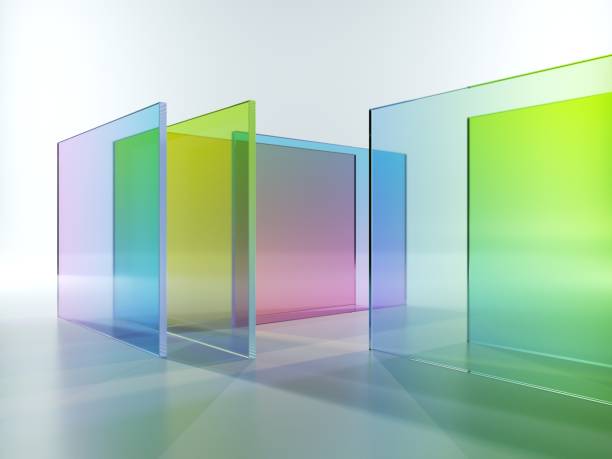 istock 3d rendering, abstract modern minimal geometric background, translucent glass with colorful gradient, simple square shapes 1284760167