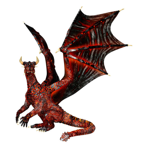 istock 3D illustration fantasy dragon on white 1284760604