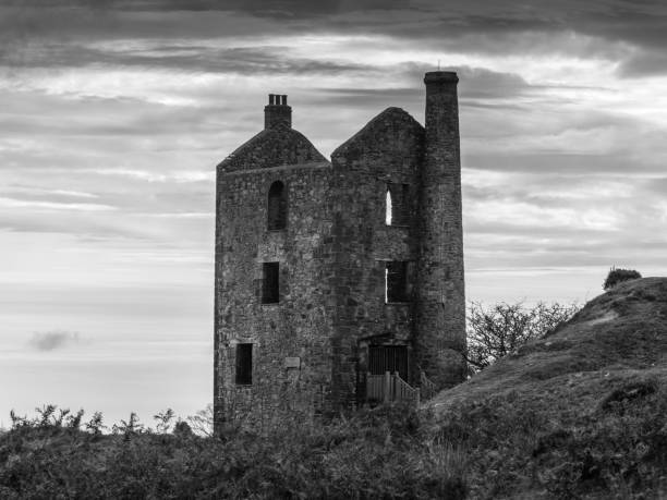istock black and white Phoenix Tin Mine Engine House In Minions Bodmin Cornwall 1284762036