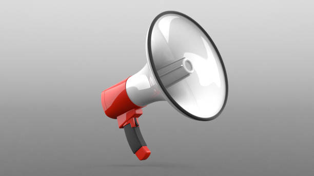 istock Megaphone isolated on white background. 3d rendering of Bullhorn 1284767353