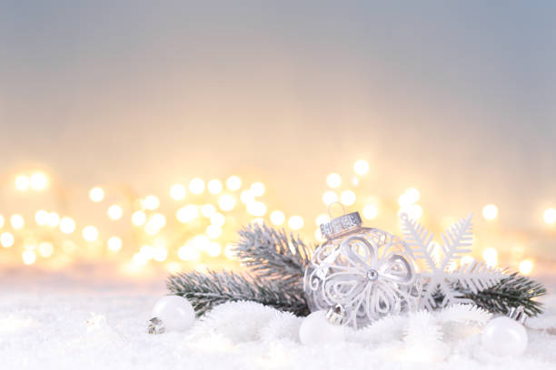 istock Christmas card template with festive white decorations 1284774252