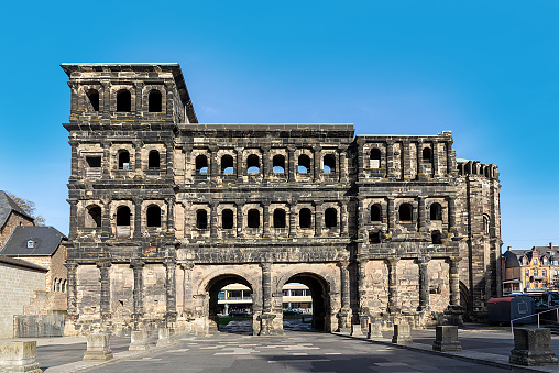 old roman gate porta Nigra in Trier, the symbol of the ancient town in Germany