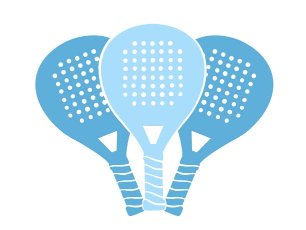 ilustrações de stock, clip art, desenhos animados e ícones de padel tennis logo design on white background - the paddle racket