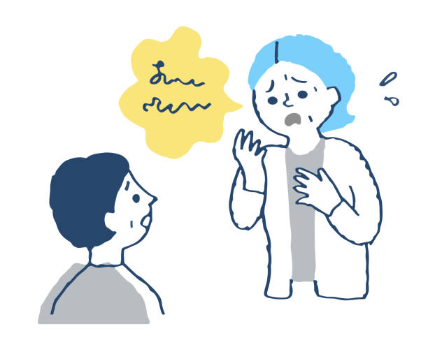 ilustrações, clipart, desenhos animados e ícones de mulher de meia-idade com deficiência de fala - stroke vascular symptoms patient