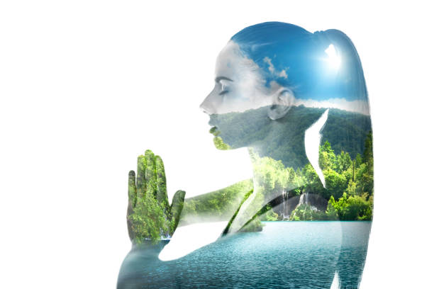 istock Double exposure of woman and forest 1284778759