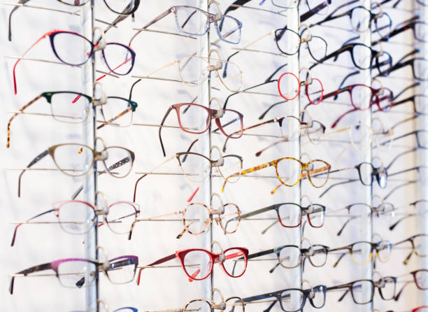 istock Glasses showcase in modern optic shop 1284778805