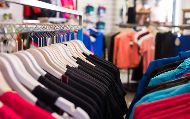 istock Sportswear on hangers in store 1284778882