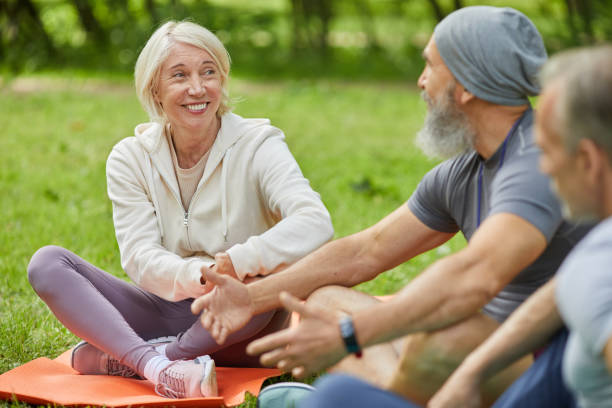 istock Cheerful Senior People Chatting 1284779222