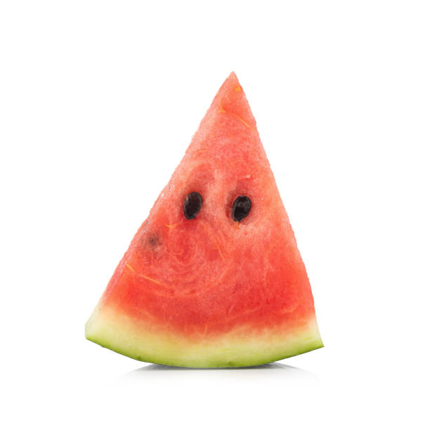istock Slice of watermelon single on white background 1284781034