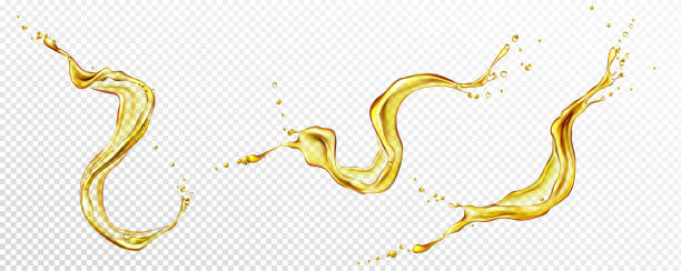 olej, pomerančová nebo citronová šťáva, žlutý nápoj - kuchyňský olej stock ilustrace