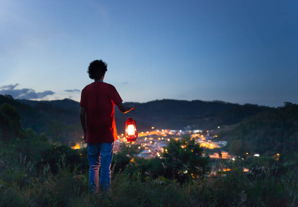 kerosene lamp and electric power.