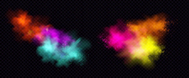 ilustrações de stock, clip art, desenhos animados e ícones de explosions of color powder or dust with particles - abir