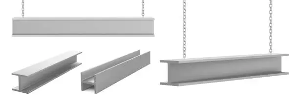 Vector illustration of Steel beams metal industrial girders on chain