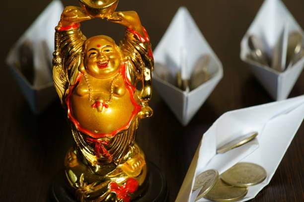 istock Golden Buddha statue close-up. 1284781842