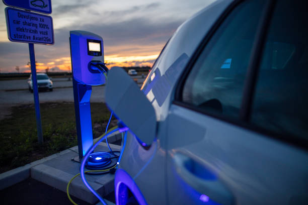 istock Close up of electric car charging 1284782936