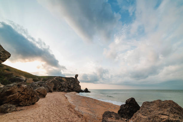 istock Rocky coastline and sandy beach 1284785735