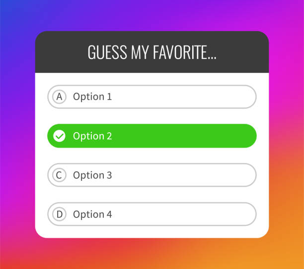 ilustraciones, imágenes clip art, dibujos animados e iconos de stock de opción de prueba. interfaz de pregunta pegatina de medios sociales, seleccionar y adivinar botones de maqueta, marco en fondo degradado brillante, ventanas con respuestas correctas e incorrectas, plantilla vectorial - fairy tale