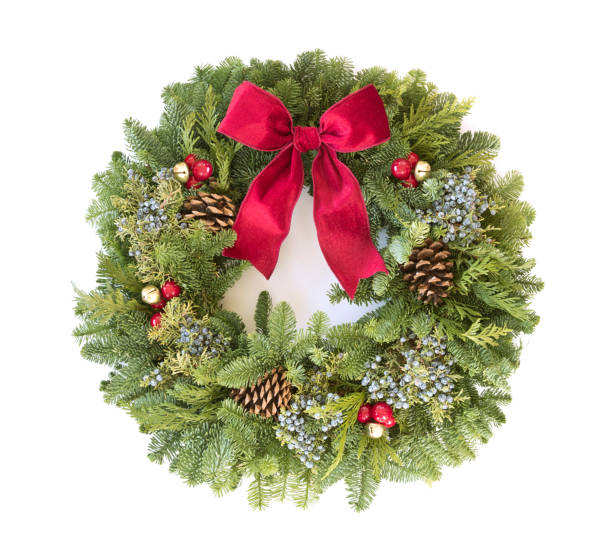 istock Christmas wreath isolated on white 1284785966