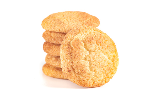 Classic Snickerdoodle Cookies Isolated on a White Background