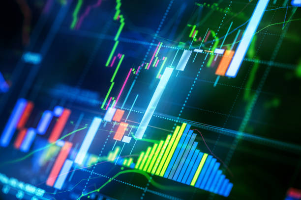 istock Financial Trading Charts Close-Up on Digital Display 1284788425