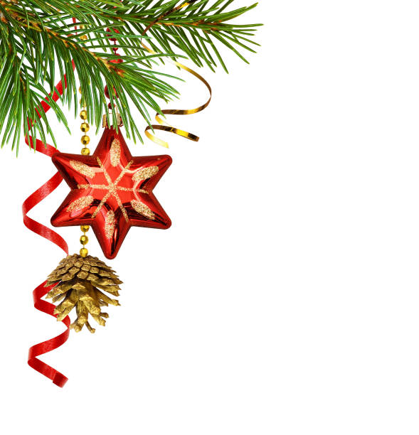 istock Red and golden decorations for Christmas isolated on white 1284788619