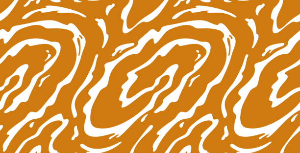 stockillustraties, clipart, cartoons en iconen met vector naadloos patroon met vloeiende gezouten karamel. abstracte zoete textuur. creative food achtergrond voor packaging design, grenzen en reclame - caramel