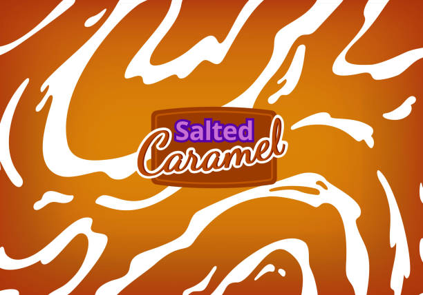 ilustrações de stock, clip art, desenhos animados e ícones de vector background with flowing salted caramel. abstract sweet texture. creative food bg for packaging design and advertisement - chocolate backgrounds swirl pattern