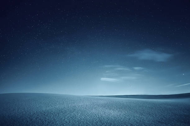 Starry night on a snowy filed