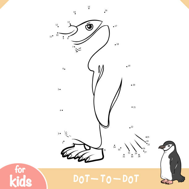 Numbers game, education game for children, Chinstrap penguin Numbers game, education dot to dot game for children, Chinstrap penguin chinstrap penguin cartoon stock illustrations