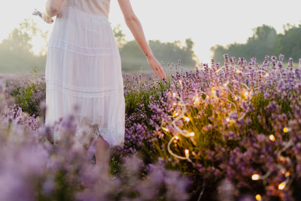 istock Woman in lavender field 1284799663