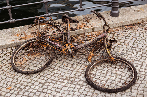 An old sunken Bicycle that was pulled out of the water