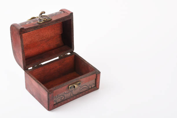 istock Empty old wooden Treasure chest isolated on the white background 1284803822