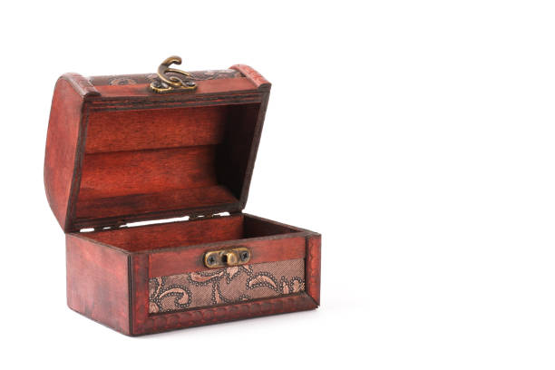 istock Empty old wooden Treasure chest isolated on the white background 1284804077