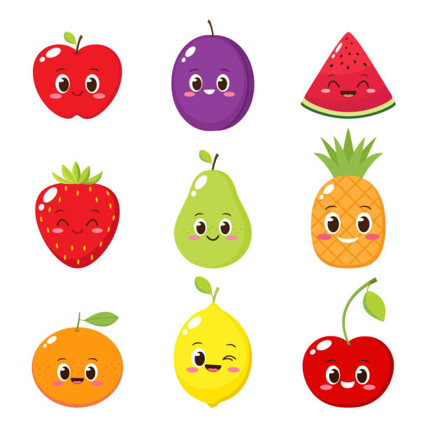 Ilustración de Conjunto De Personajes De Frutas Y Bayas De Dibujos Animados  y más Vectores Libres de Derechos de Fruta - iStock