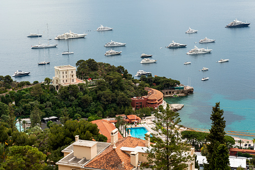 Aerial view of Monte Carlo cityscape in Monaco in France.